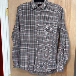 ONE90ONE Men's Plaid Shirt - Black, Beige and Red.